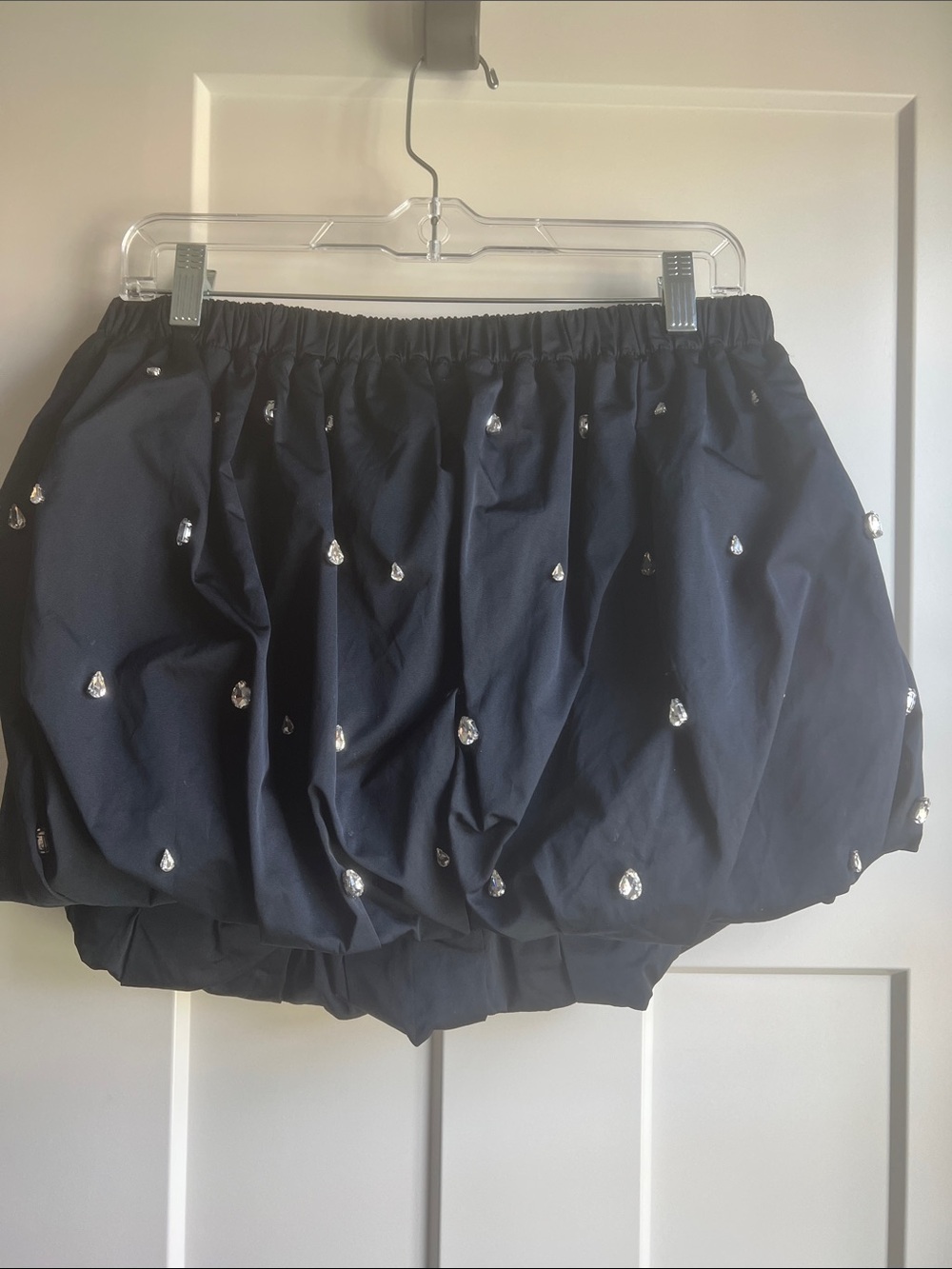 A.L.C.  Navy Bubble Mini Skirt with Crystal Embellishments